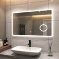 Led Badspiegel 100 x 60 cm Badezimmerspiegel mit Beleuchtung Wandspiegel mit Touch-Schalter+3 Lichtfarbe 3000K/4000K/6500K Lichtspiegel mit 3-Fach