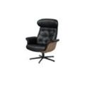 Sessel in Leder mit Knopfnaht - schwarz - Materialmix - 80 cm - 101 cm - 81 cm - Möbel Kraft