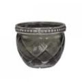 Chic Antique Glas Teelichthalter mit Perlenkante, H5,5/D6,5 cm, dunkel grau