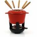 13-teiliges Gusseisen Fondue Set für 6 Personen 1 l emailliert rot - Bbq-toro