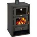 Kaminofen Kaminofen mit Backofen fg 14kW, Holzofen mit Holzfach - schwarz - Prity