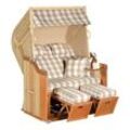 Sonnenpartner - SunnySmart Garten-Strandkorb Rustikal 255 plus 2-Sitzer beige/sand mit Kissen