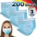 Ecd Germany - 200x Mundschutz Maske Einweg 3-lagig Blau