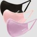 MP Curve Mund-Nasenschutz (3er-Pack) – Schwarz/Geranium Pink/Flieder - S/M