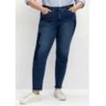Große Größen: Skinny Jeans in Patch-Optik, mit offenem Saum, blue Denim, Gr.58