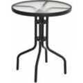 Metall Glastisch in schwarz - ø 60 cm - Modell: rund - Bistrotisch Gartentisch