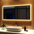 Badspiegel mit Warmweiß Beleuchtung 120x60cm Badezimmerspiegel Wandspiegel, Wandschalter-Kontrolle - Meykoers