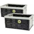 Spetebo - Klappbox 45 Liter schwarz grau - 53 x 39 cm - Universal Faltbox mit Tragegriffen - klappbarer Einkaufs Wäsche Korb