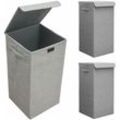 Set of 2: 50L Laundry Basket with Lid 30x30x60 Laundry Hamper for Dirty Clothes - grau