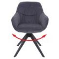 Esszimmerstuhl MCW-K28, Küchenstuhl Polsterstuhl Stuhl mit Armlehne, drehbar, Metall ~ Stoff/Textil grau