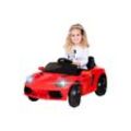 Kinder-Elektroauto Super Sport, 50 Watt, 12 Volt, Fernbedienung, LEDs, Soundmodul, Bremsautomatik (Rot)