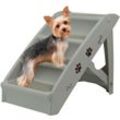 Hundetreppe Klappbare Haustiertreppe 49cm Hoch Katzentreppe Bett mit 4 Rutschfesten Stufen Hunderampe Belastbarkeit bis zu 75kg Tiertreppe Grau Naizy