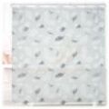 Duschrollo, 160 x 240 cm, Blatt Muster, Seilzug, flexible Montage, Duschvorhang für Badewanne, schwarz-weiß - Relaxdays