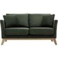 Miliboo - Sofa skandinavisch 2 Plätze Khaki Holzbeine oslo - Khaki