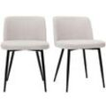Stühle Stoff mit strukturiertem Samteffekt in Beige und schwarze Metallfüße (2er-Set) MONTI