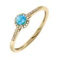 Firetti Diamantring Schmuck Geschenk Gold 375 Damenring Goldring Farbstein Edelstein Topas, mit Blautopas (behandelt) - mit Diamanten, blau|gelb|goldfarben