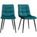 Design-Stühle aus petrolfarbenem Samtstoff und schwarzem Metall (2er-Set) MAXWELL