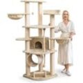 Happypet - Kratzbaum für Katzen groß 181 cm hoch CAT021 Kletterbaum Katzenbaum, stabile extra Dicke Sisal-Säulen ca. 11cm, Haus Spieltunnel, große