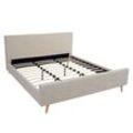 Polsterbett MCW-J98, Bett Doppelbett Bettgestell mit Lattenrost, Massivholz ~ 180x200cm creme-beige