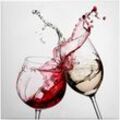 Leinwandbild Essen Trinken 50 x 50 cm - Wandbild Beige Rosa - Keilrahmen Wein Wohnzimmerdeko Wanddeko Wandgemälde - Beige, Rosa