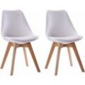 Happy Garden - Set aus 2 skandinavischen Stühlen nora weiß mit Kissen - Weiß