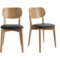 Vintage-Stühle Eichenholz und schwarze Sitzfläche (2er-Set) LUCIA - Schwarz