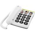 Doro Großtastentelefon PhoneEasy 331ph Kabelgebundenes Telefon (Fotowahltasten), weiß