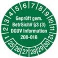 König Werbeanlagen Hinweisschild Plakette gepr. gem. BetrSichV § 3 (3) DGUV Info 208-016 Ø30mm