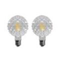 Lucande E27 3,8W LED-Lampe G95 2700K Struktur klar 2er-Set
