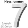 Edelstahl Hausnummer 20 cm Groß Gross Haus Nummer 7 Zahlen Hausnummernschild Hausnummern Schild Gebürstet 3D Arial V2aox