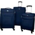 Travel Pal Trolleyset Toronto, 4 Rollen, (3 tlg), Kofferset Reisegepäck Weichschalen-Trolley-Set mit Zahlenschloss, blau