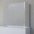 Duschabtrennung für Badewanne Angle, 2-teilig mit Seitenwand, Profilfarbe Chromoptik, 5 mm Sicherheitglas (esg) Klar hell, Faltwand: 112 x 142 cm,