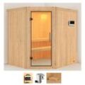 KARIBU Sauna "Laila" Saunen 3,6-kW-Bio-Plug & Play Ofen mit externer Steuerung beige (naturbelassen) Saunen