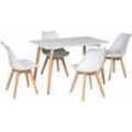 Happy Garden - Set aus rechteckigem Tisch 120cm pia und 4 Stühlen nora weiß - Weiß