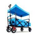 Fuxtec - faltbarer Bollerwagen FX-CT500 Türkis - klappbar mit Dach, Vorderrad-Bremse, Vollgummi-Reifen, Hecktasche, für Kinder geeignet - Das