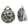 unbespielt Paar Ohrclips Modeschmuck Ohrringe antik-silberfarben glänzend 18 mm Kunststoff