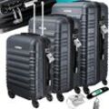 KESSER® 3tlg. Hartschalenkofferset Hartschalenkoffer Reisekoffer Set Reisekofferset Trolley Koffer Inkl. Kofferwaage + Gepäckanhänger Rollkoffer Schloss 4 Rollen ABS-Hartschale Teleskopgriff M-L-XL