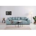 Home affaire Big-Sofa Glamour, Boxspringfederung, Breite 302 cm, Lounge Sofa mit vielen losen Kissen, blau|grau