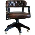 Casa Padrino Schreibtischstuhl Luxus Echtleder Büro Stuhl Braun Drehstuhl Schreibtisch Stuhl