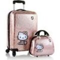 Heys Kinderkoffer Kinderreiseset Hello Kitty roségold, 4 Rollen, Kindertrolley Handgepäck-Kofferset mit Trolley-Aufsteck-System, rosa