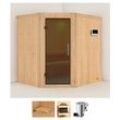 KARIBU Sauna "Laila" Saunen 3,6-kW-Bio-Plug & Play Ofen mit externer Steuerung beige (naturbelassen) Saunen
