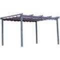 Pergola aus Aluminium in anthrazit, Dachrohre aus Stahl, Verstellbares Dach aus Polyester (3x4m, Grau) - grau - Angel Living