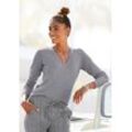 Vivance V-Ausschnitt-Pullover in taillierter Form, weicher Strickpullover, Basic, klassisch, grau