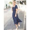Sommerkleid CLASSIC BASICS "Kleid" Gr. 38, Normalgrößen, blau (marine, geblümt) Damen Kleider Freizeitkleider Bestseller