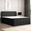 Boxspringbett LONDON mit Bettkasten 180 x 200 cm Webstoff Schwarz Bett Bettkasten Taschenfederkern H