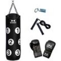 Hammer Boxsack Sparring Professional (Set, mit Boxhandschuhen, mit Haken, mit Sprungseil, mit Trainings-DVD), schwarz