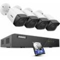 Annke - H500 Bullet 5MP Super hd POE-Überwachungssystem 8CH nvr 6MP H.265+ onvif mit 2 tb Festplatte und 4 Stück 5 mp Überwachungskameras IP67