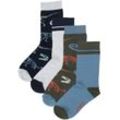 ewers - Socken DINOSKELETT 4er-Pack in navy/hellsilber, Gr.23-26