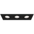 Atom Einbau-Dreifach-Downlight, quadratisch, schwarz, 3-flammig, GU10