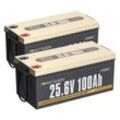 24V 100Ah Batterie Lithium Akku LiFePO4, Perfekter Ersatz für agm Batterie, 4000-15000 Zyklen, 10 Jahre Lebensdauer, Max. 2560Wh Energie mit 100A